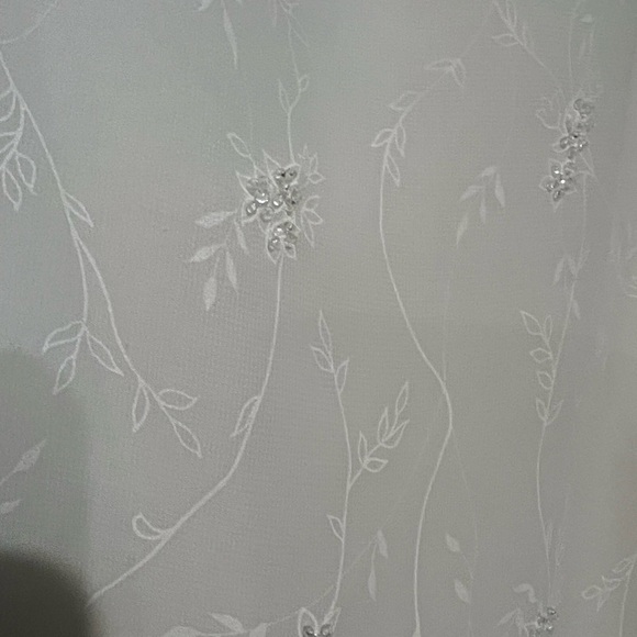 Rena Rowan Ivory A Line Key Hole Back Sleeveless Beaded Floral Design Size 12 - Picture 6 of 7
